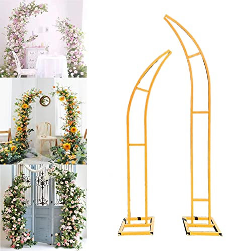 Arche de Mariage Arche de Jardin extérieure en Forme de Lune, 2 pièces, Support de Toile de Fond pour Arches de cérémonie de Mariage avec kit d'outils Floraux de 5 pièces, pour décoration d'