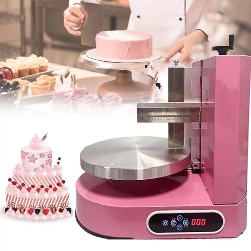 URJWAN Macchina Automatica per Lisciare La Torta di Compleanno Crema per Torte Decorare Spalmatore Torta Pane Crema Marmellata Spalmatore Strumenti di Cottura - Giradischi A velocità Regolabile,Pink