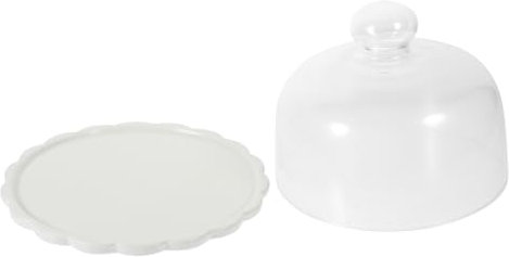 FELTECHELECTR Deckel aus Kuchenglas Dessertständer quadratischer Cupcake-Ständer Teller Kuchenständer snack platte ansteckplatten für esstisch Tortenhaube Anzeigeplatte Tortenplatte Keramik Weiß