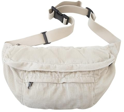 Micmores Bauchtasche Damen Mode Crossbody Bag Damen groß Gürteltasche mit Verstellbarer Schultergurt, Brusttasche Tasche Umhängetasche für Reisen, Klettern, Wandern (Weiß)