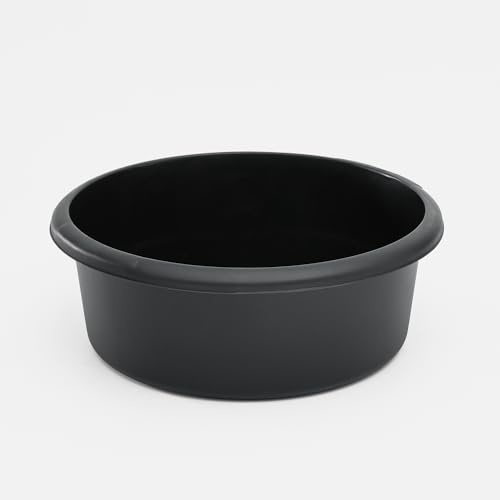 Washing Up Bowl for Sink | Black Small Round Plastic Sink Bowls (8 Liter Capacity) | Wash Up Basin Bowl for Kitchen Sinks