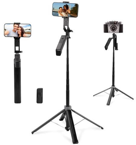180cm Handy Stativ Ständer & Selfie Stick, Ausziehbar Stative Handy Einbeinstativ aus Aluminium mit Abnehmbarer Fernbedienung, Tripod Kompatibel mit iPhone Samsung & Android Smartphones (Y19)