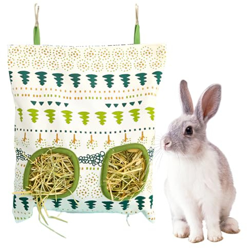 XYTAHDM Hängender Futtersack für Kleintiere, Kaninchen Heutasche, Hasen-Futterstation Heutaschen, Meerschweinchen Heutasche, für Kaninchen/Meerschweinchen/Chinchilla(A)