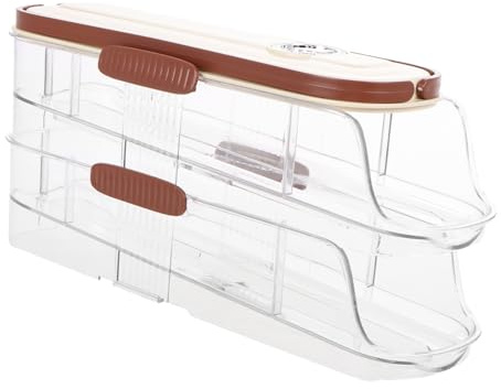 DOITOOL Cartone di uova contenitore uova dispenser uova Organizzatore frigorifero uova Portauova frigorifero laterale organizzatore del frigorifero portauova per frigorifero plastica Beige