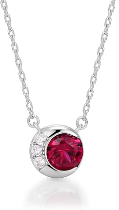 PHNIBIRD Rubin-Halskette 925 Sterling Silber Juli Geburtsstein Anhänger Kette Geburtsstein Schmuck für Frauen