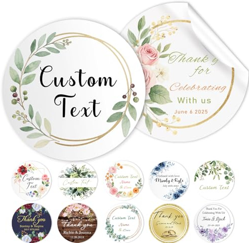Personalisierte Aufkleber für Hochzeit Gefälligkeiten Firmen Logo Geburtstag Party Personalisierter Vinyl Aufkleber Personalisieren Geschenk Etikett 50-1000 Packung