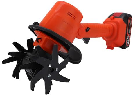 UPALDHOU Cordless Tiller Cultivator, Battery Powered Garden Cultivator Mini Tiller for Weeding Battery Charger Included (UK Plug)
