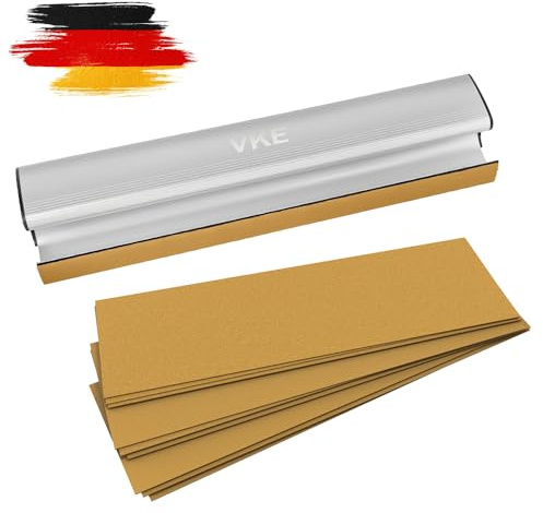 VKE Lijadora Manual Grande 40×10×3 cm, Bloque de Lijado Manual de Aluminio para Paneles de Yeso, 90 Grados Taco de Lija con Lija 3 × P120, 3 × P180, 3 × P240, Adecuada para Pulir Paredes