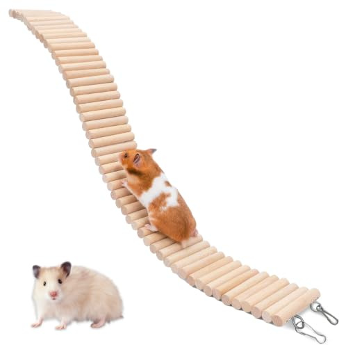 Lytonix Hamster Brücke, 60 x 8 cm Holzbrücke für Kleintiere | Biegbare Hamster-Holzzaun Natürliches Versteck für Meerschweinchen, Gerbils, Papageien und Andere Kleine Tiere Käfigzubehör