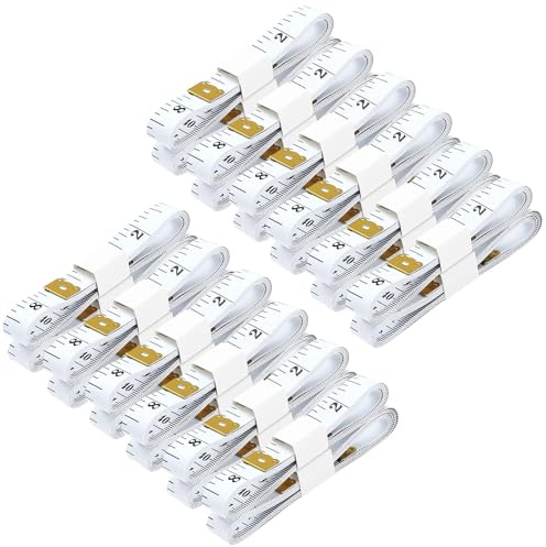 TQIOQIY Measuring Tape Set, 24 Pack150 cm/60 inch Double Scale Measuring Tape Bulk for Body Sewing Tailor Cloth Craft Supplies Knitting Projects Measurement Double Scale (White)