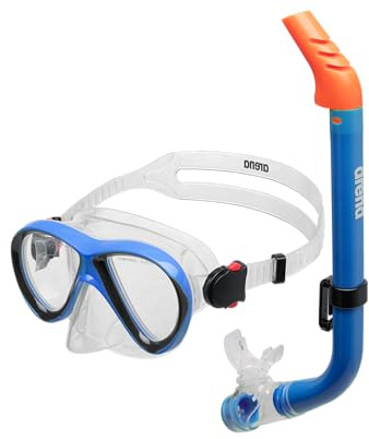 arena Set Maschera e Boccaglio Bambini, Maschera Snorkeling, Maschera Mare, Boccaglio Snorkeling Bambina con Tecnologia Anti-Infiltrazione, Tubo Flessibile con Valvola Spurgo, Silicone Ipoallergenico