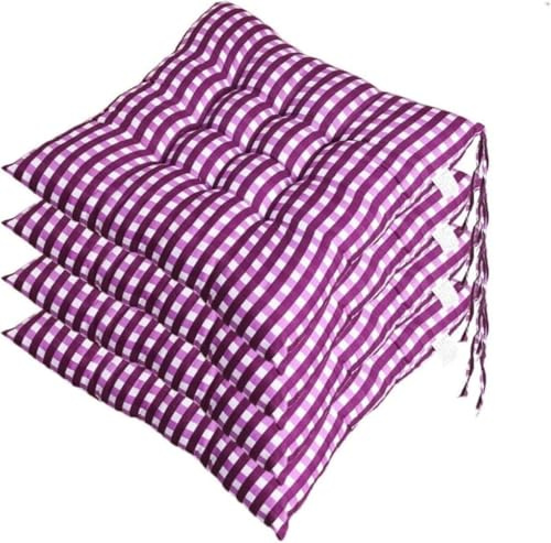 Paquete de 4 Cojines para Exterior con Correas de sujeción, 40 x 40 cm, Antideslizantes y duraderos, con diseño de Rayas Suaves para sillas de Comedor, Cocina, Patio y jardín
