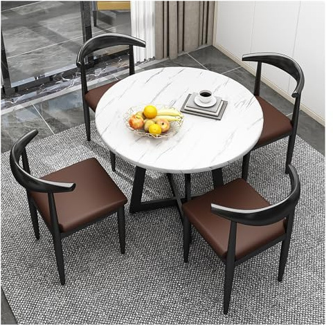 Vielseitiger brauner Konferenztisch für kleine Büros und Konferenzräume, 80 cm, perfekt für Empfangsbereiche, Küche, Frühstücksbar, Ess- und Couchtisch-Set mit 4 Stühlen