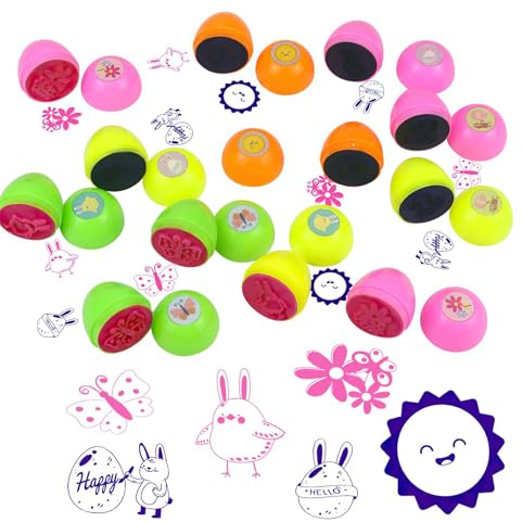 FangBoJie 12 Stück Stempelset Ostereier Stempel, Ostergeschenke Stampers, Kinder Ostern Selbstfärbend, Kinder Stempel Osterdeko, Ostereier Bemalen Maschine, Osterbastelarbeiten, Party Gunst Stampers