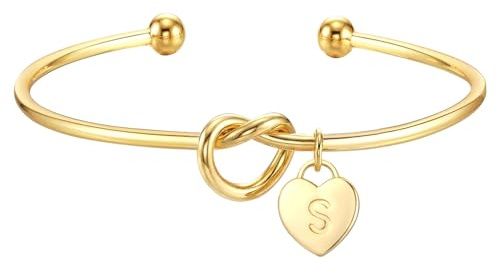 ZOERAY Bracciale Donna Argento 925 Oro con Nodo d'Amore 18K Dorato Bracciale per Amicizia Coppia con Lettere Pendente Cuore Bracciali Personalizzato Braccialetto Bambina Ragazza Gioielli Regalo