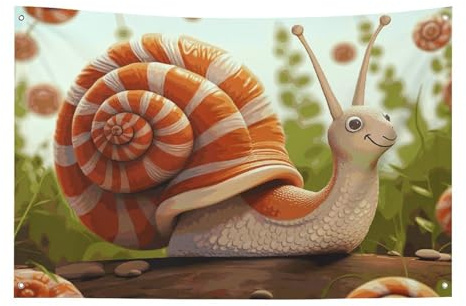 Welcome Banner Cute Snail Party Flag Photography Backdrop Background Flags Decoration Birthday Party Wall Decor Sign Photo Props Flag Banner for Garden Fence Decor 47x70 in