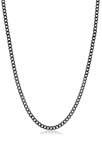 Esrael 3.5/5mm Silber/Gold/Schwarz Panzerkette Edelstahl Halskette Herren, Kubanische Kette für Männer und Jungen Schmuck Geschenk für Herren Damen 18/20/22/24 Zoll