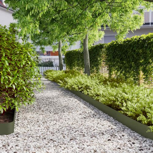 Lumanois Bordes césped 50 uds Acero Laminado frío Verde Oliva 15x103 cm,Bricolaje,Vallas de jardín,Ribetes y Bordes para jardín,31.65kg-860151