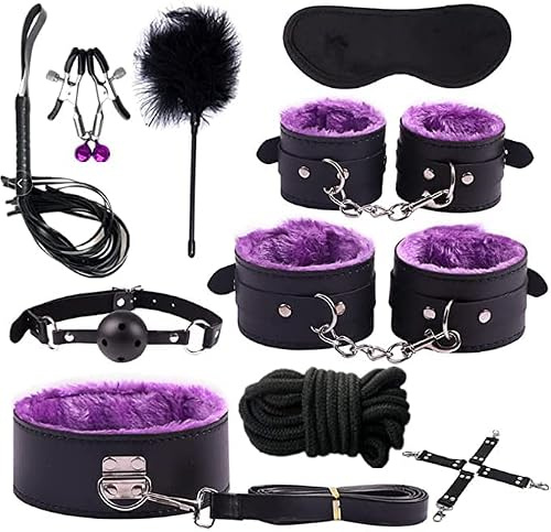 Sinorichh Purple 10-Piece Accessory Set - Leather Accessories for Bachelorette Party Game Role Play