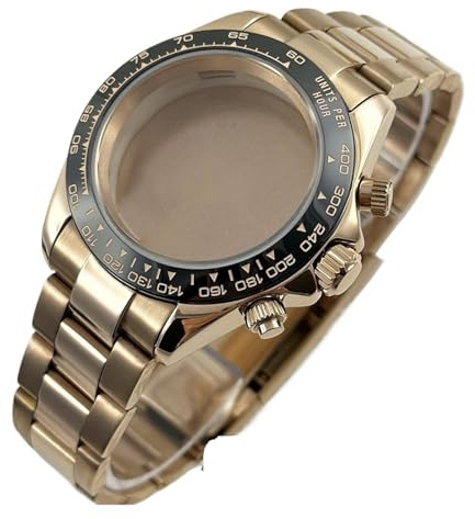 NMASDUYPU Klockfodral Klocktillbehör Safirkristall Vattentätt fodral VK63A VK64 Urverk for Med armband(Rose Gold B)