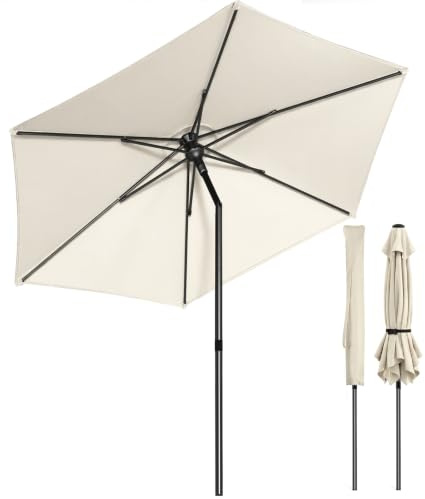 VOUNOT Ombrellone da Giardino Inclinabile 270 cm, Protezione UV 50+, Ventilazione Superiore, Borsa da Trasporto con Tracolla