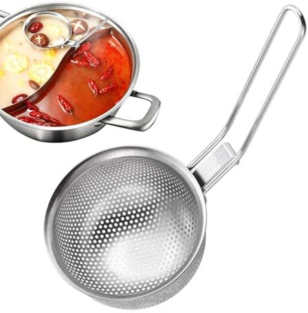 Colino per Zuppa - Schiumarola Manuale in Acciaio Inossidabile | Setaccio a Maglia Fine | per Brodo Frittura Cottura Alimenti Schiuma Burro Zuppa