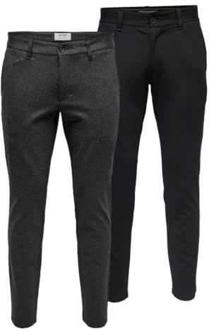 Only & Sons Chino byxor ONSMARK slim fit chinobyxor, A: Mörkgrå melange/svart, 30W / 30L
