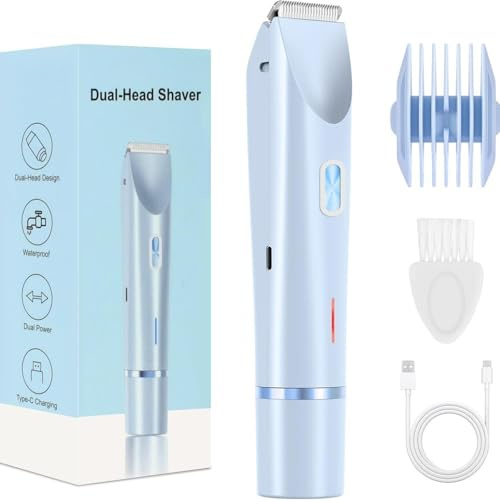 Novaro & You Rasierer Damen,2-in-1 Doppelkopf Intimrasierer für Frauen,Elektrischer Damenrasierer mit USB-C Aufladung,Wasserdichter Bikini Trimmer für Gesicht Beine Arme