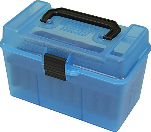 MTM H50-RL Deluxe 50-Round Rifle Ammo Case Box 30-06 270 Win 25-06, Clear Blue, Model:H50-RL-24