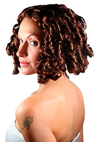 WIG ME UP - LM3419-P33 Perücke Barock Cosplay BRAUN Spiral/Korkenzieher-Locken