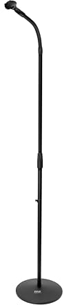 Pyle Support Microphone Universel – Support Microphone M-6, Adaptateur Standard USA, Réglable en Hauteur de 31,5 à 60, Monture Flexible Pivotante – Bouton de Serrage Robuste