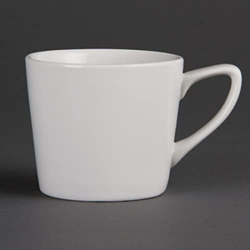 Olympia Whiteware Porcelain Cappuccino Cups 200ml, Pack of 12, White | Fully vitrified for heat and shock resistance; oven, microwave, freezer and dishwasher safe with rolled chip-resistant edges.