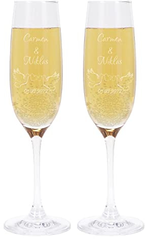 Herz & Heim® Hochzeitsgeschenk Leonardo Sektgläser personalisiert mit Gravur - Hochzeit Geschenk für das Brautpaar - Hochzeit Sektgläser Glas für Mr und Mrs