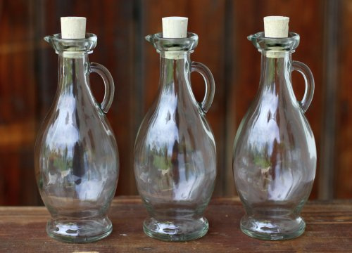 condecoro 3X Glasflasche Egizia 250ml Leere Flaschen mit Korken, zum selbst Abfüllen, 0,25l Liter, Likörflasche Schnapsflasche Ölflasche, 3 Stück