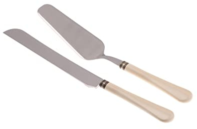 Rivadossi Giulietta Panna - Set di Pala e Coltello per Torta, 2 Pezzi - 100% Made in Italy, Artigianalità e Design - Acciaio Inox 18/10