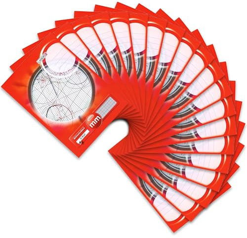 Landré Millimeter-Block A4, 80 g/m² Papier, 25 Blatt, Kopfgeleimt, Linienfabe rot, 20 Stück