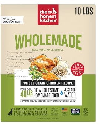 The Honest Kitchen Human Grade Wholemade™ Dehydrated Whole Grain Dog Food - Complete & Balanced Meal or Topper - Chicken 10 lb Box