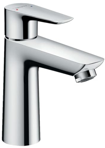 hansgrohe Waschtischarmatur Talis E, Wasserhahn Bad mit Auslauf Höhe 110 mm, ohne Ablaufgarnitur, Badarmatur wassersparend, Chrom