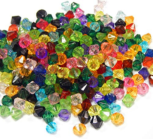 Perlin 400 Kunststoffperlen Acrylperlen Plastik 8mm Doppelkegel Bunte Mix zum Fädeln für DIY Schmuck Herstellung