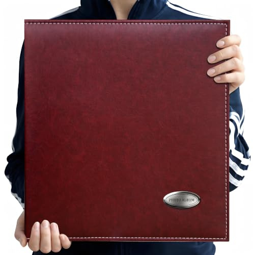 Zoview Wine Red Large Self-Adhesive Photo Album, PU Leather Cover