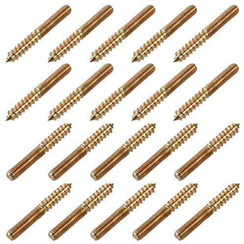 sourcing map 20 Stück M6 Aufhänger Schrauben Länge 2(50mm) Doppelkopfschrauben Selbstschneidende Ersatz 6mm Holzverbindung Möbelbeine