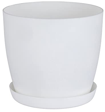 Home Garden Ornaments Plant Pots Indoor, Indoor Plant Pot - Decorative Flower Pots with Mat Surface and Plant Pot Saucer (Diameter: 20cm, Colour: White)