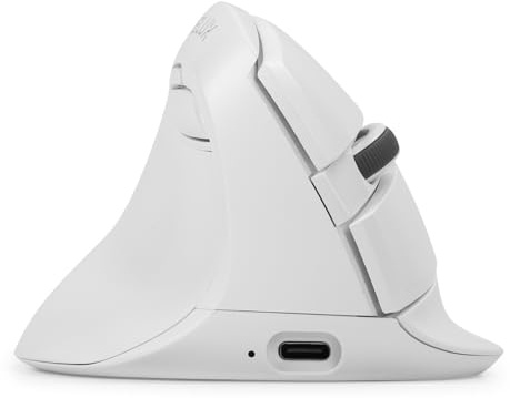 DELUX Left Handed Ergonomic Mouse, Mini Wireless Vertical Mouse, Silent Click Ergonomic Mouse, Up to 4000 DPI, 6 Buttons, Rechargeable, Bluetooth/2.4G/ Wired, Tri-Mode for Laptop/PC (M618ZD-White)