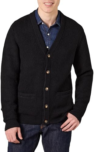 Amazon Essentials Långärmad herrcardigan med mjuk beröring, svart, X-Large