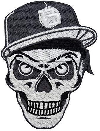 Finally Home Totenkopf mit Cap Patch zum Aufbügeln - Motorrad Aufnäher | Motiv für Motorradfans: Totenschädel, Biker, Schädel, Rocker & Freiheit. Als Bügelbild für Rücken & Weste.
