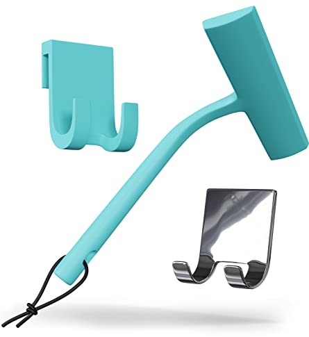 BEIGOLD Duschabzieher Silikon Set Maritim Blau, 23 cm breit | Ohne Bohren, Als Fensterabzieher geeignet, Edelstahl Kern, Extra robust