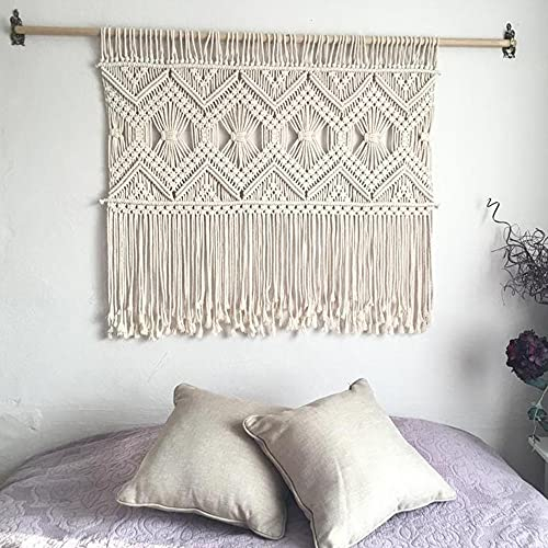 Ricemru Makramee Wandbehang Groß 100cmx110 Hoch Boho Scheibengardine Bistrogardine Landhausstil Handgewebte Makramee Türvorhang Vorhang Tür Fenster Hochzeit Hintergrund