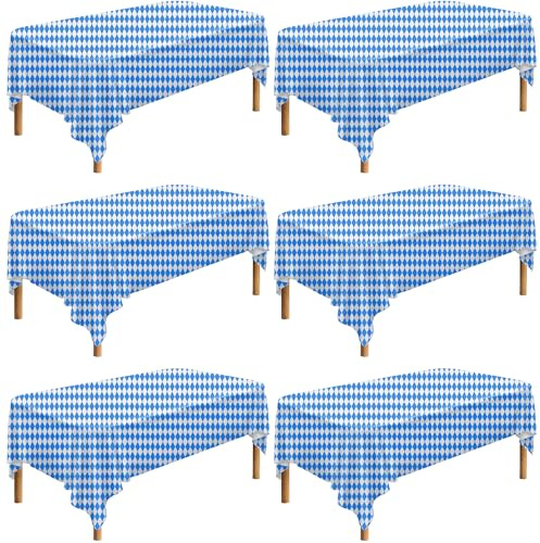 6 Stück Oktoberfest Tischdecke-Bayerische Flagge Karierte Tischdecke | 128 x 275 cm Blaue Diamanten Bayerische Tischdecke für deutsche Oktoberfest-Partydekorationen