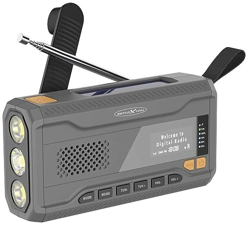 Reflexion TRA562DAB Camping Radio (16 Watt) Integrierter Akku, Powerbank-Funktion, Hochleistungs-Taschenlampe mit 3 Leuchtstärken, Schwarz