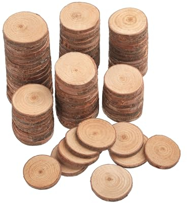 LAZACA Holzscheiben zum Basteln Klein Deko Holz Log Scheiben Unvollendete DIY Handwerk Holz-Scheiben Hochzeit Mittelstücke Weihnachten Dekoration Baumscheibe (100 Stück(3-4CM))